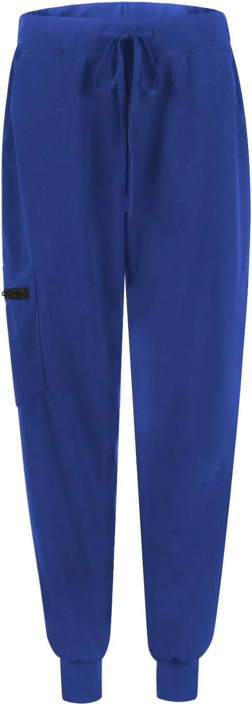 Womens Jogger Scrub Pants High Waisted Drawstring Joggers with Pockets Casual Stretch Cargo Lounge Pants
