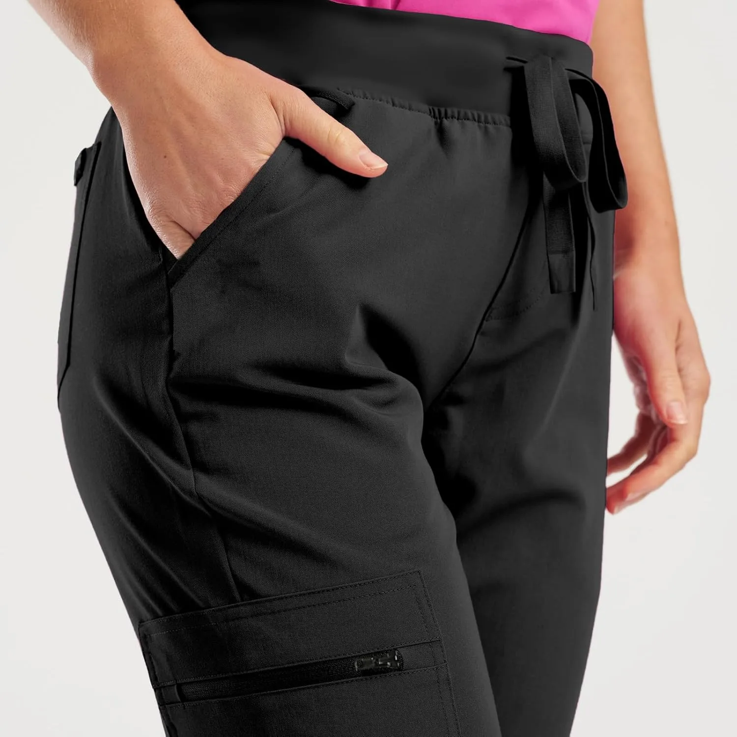 Womens Jogger Scrub Pants High Waisted Drawstring Joggers with Pockets Casual Stretch Cargo Lounge Pants