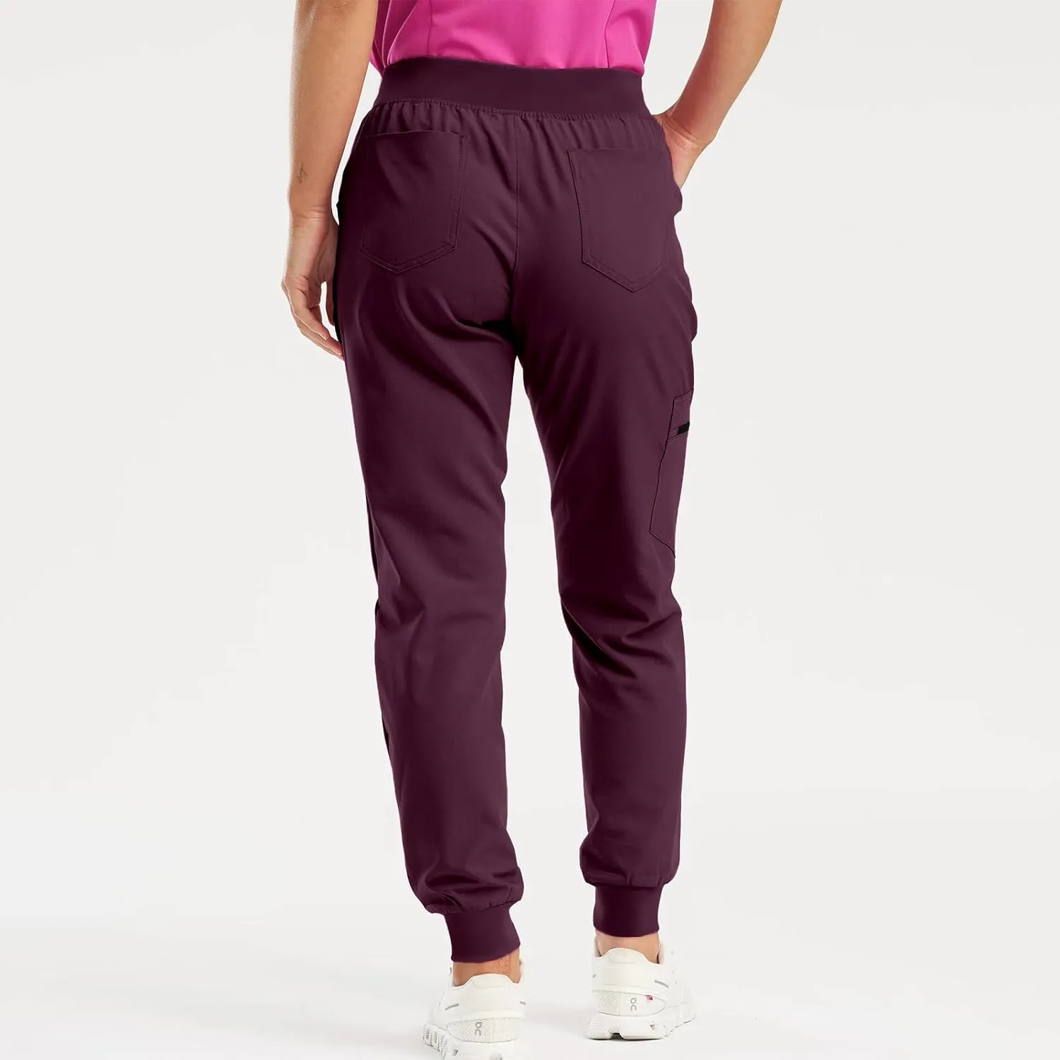 Womens Jogger Scrub Pants High Waisted Drawstring Joggers with Pockets Casual Stretch Cargo Lounge Pants