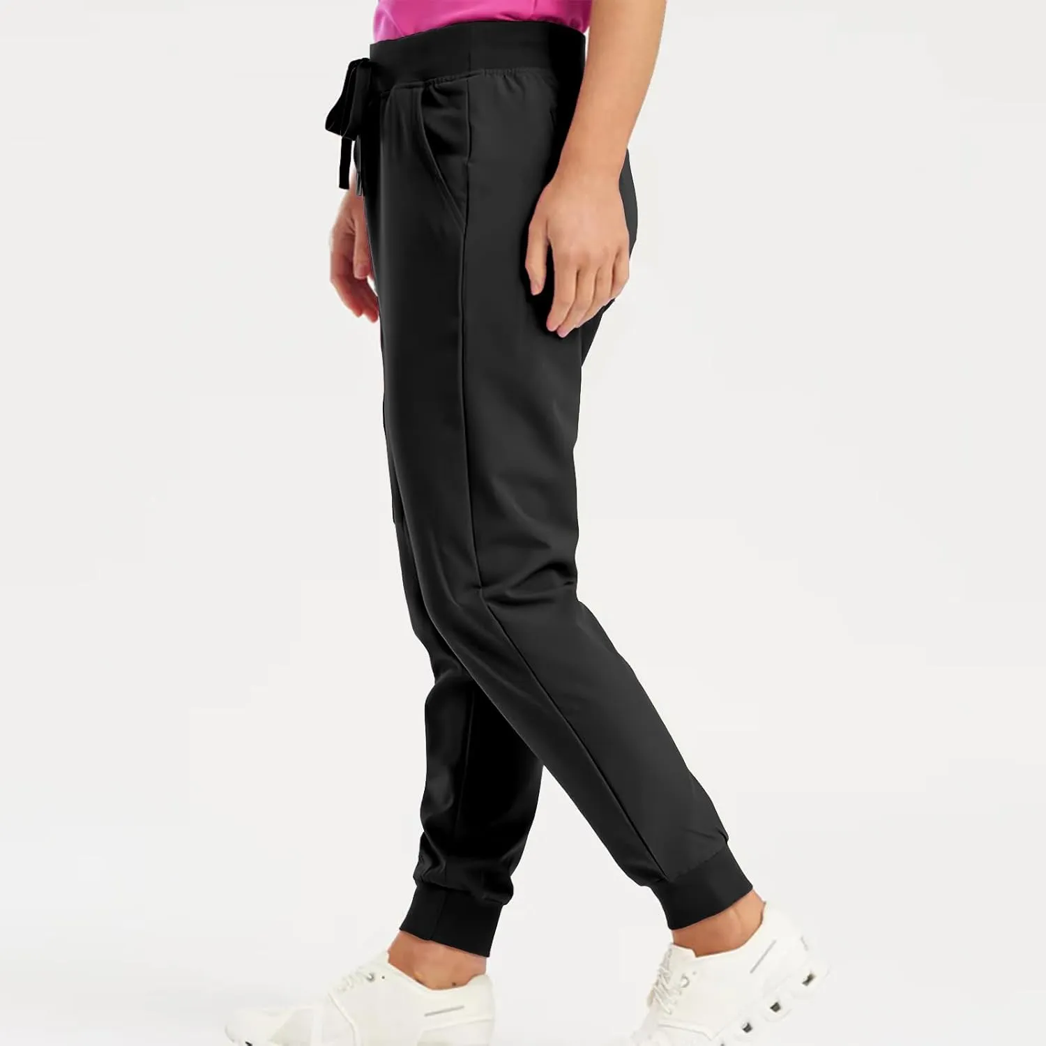 Womens Jogger Scrub Pants High Waisted Drawstring Joggers with Pockets Casual Stretch Cargo Lounge Pants