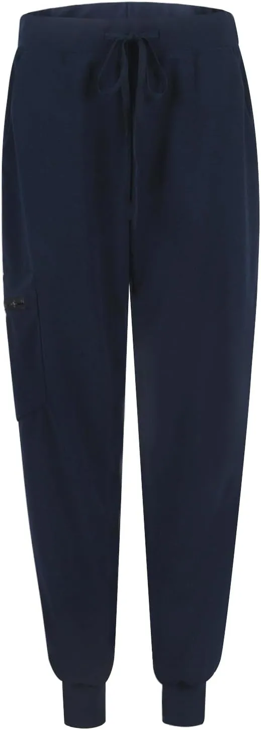 Womens Jogger Scrub Pants High Waisted Drawstring Joggers with Pockets Casual Stretch Cargo Lounge Pants