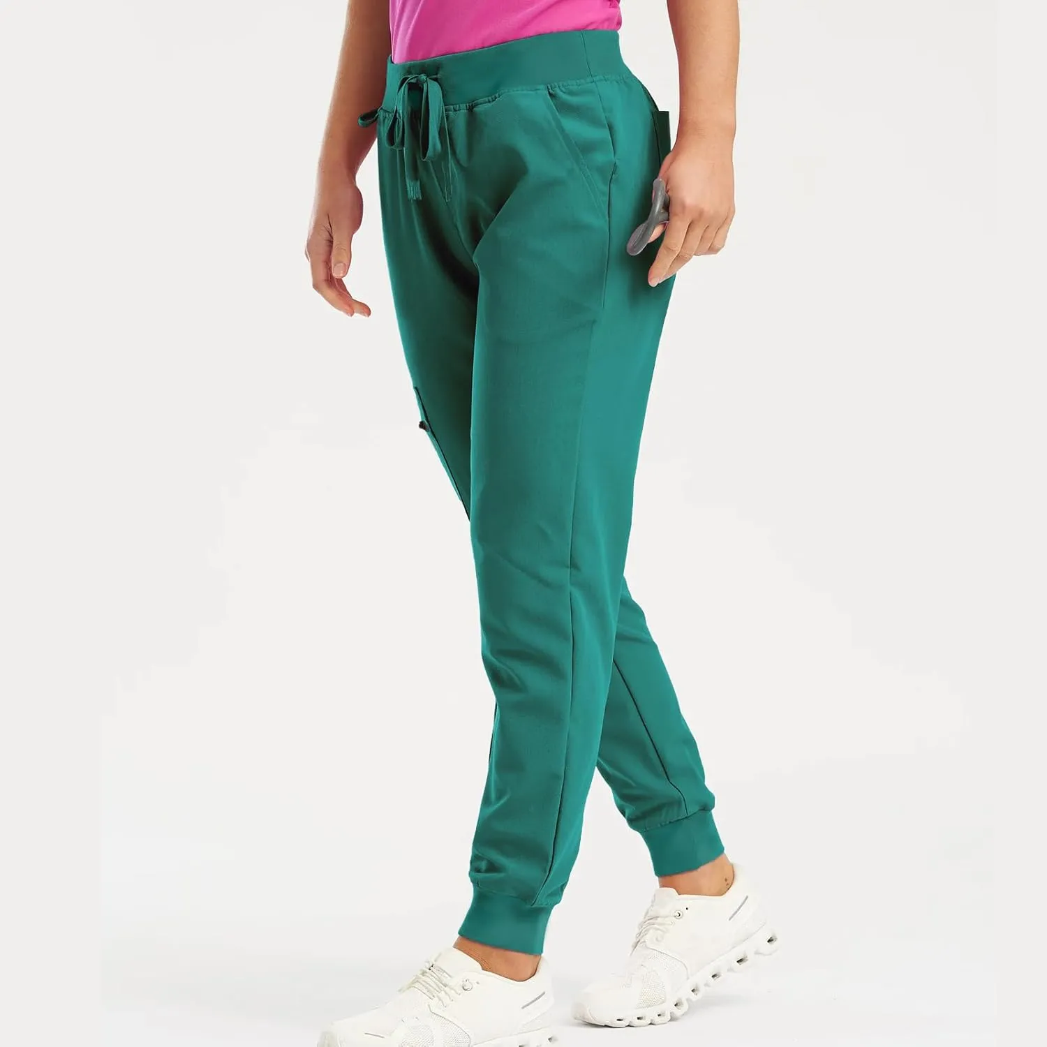Womens Jogger Scrub Pants High Waisted Drawstring Joggers with Pockets Casual Stretch Cargo Lounge Pants