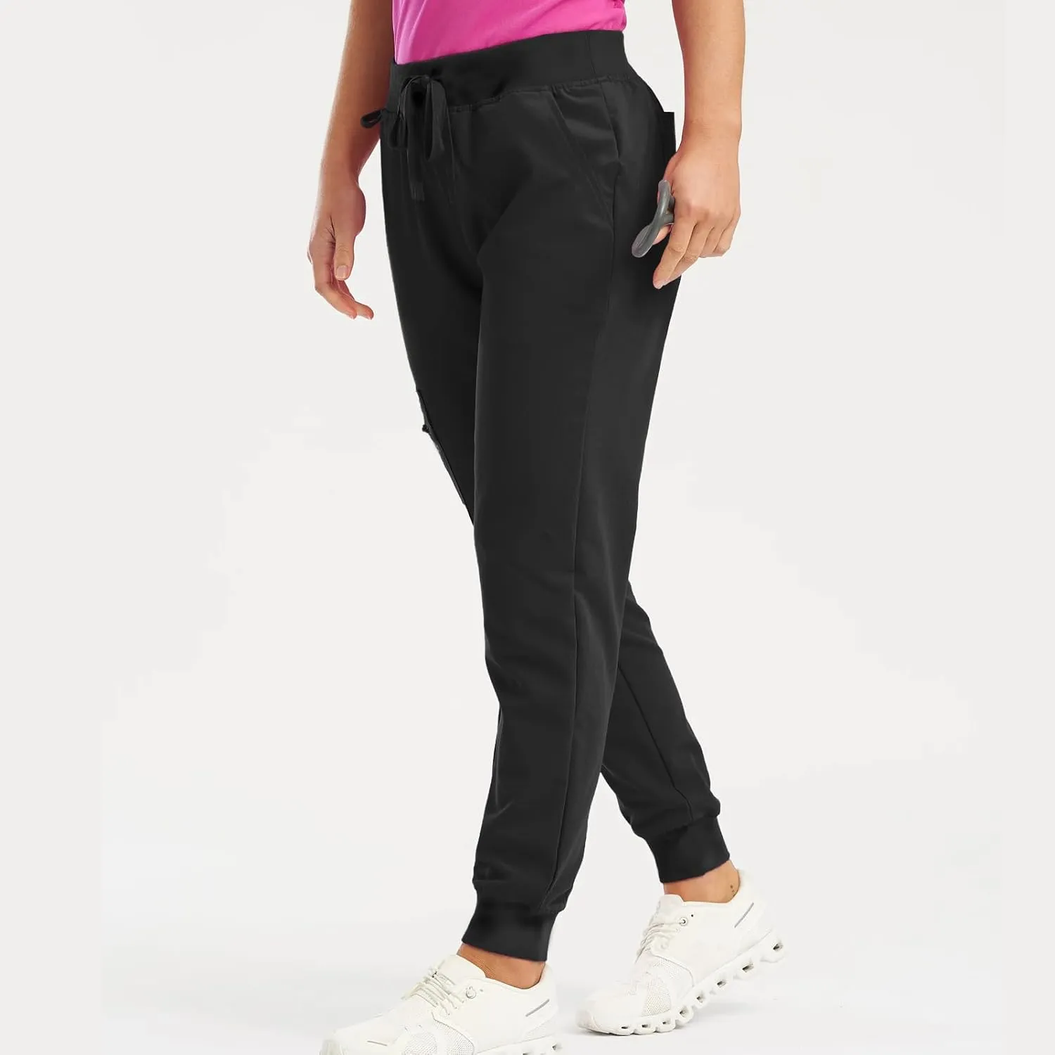 Womens Jogger Scrub Pants High Waisted Drawstring Joggers with Pockets Casual Stretch Cargo Lounge Pants