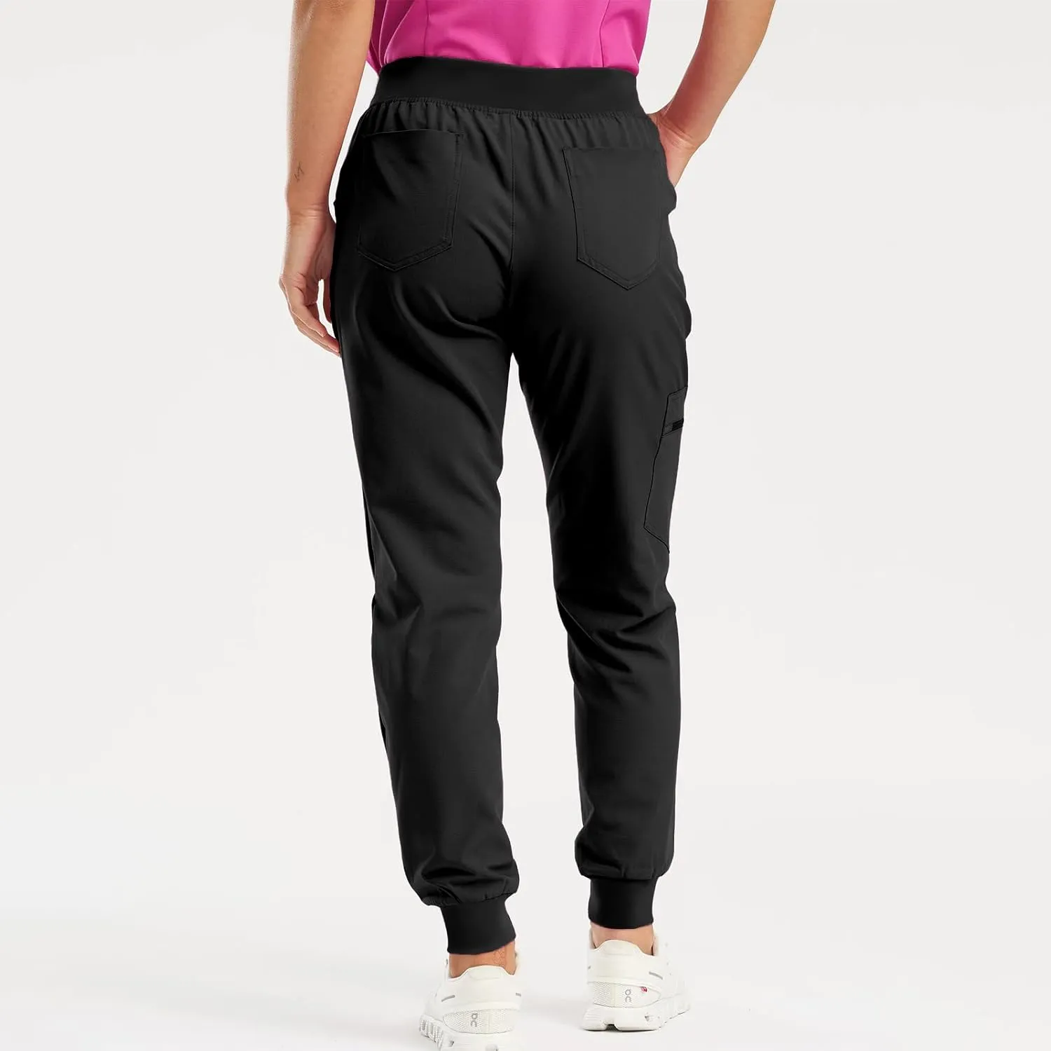 Womens Jogger Scrub Pants High Waisted Drawstring Joggers with Pockets Casual Stretch Cargo Lounge Pants