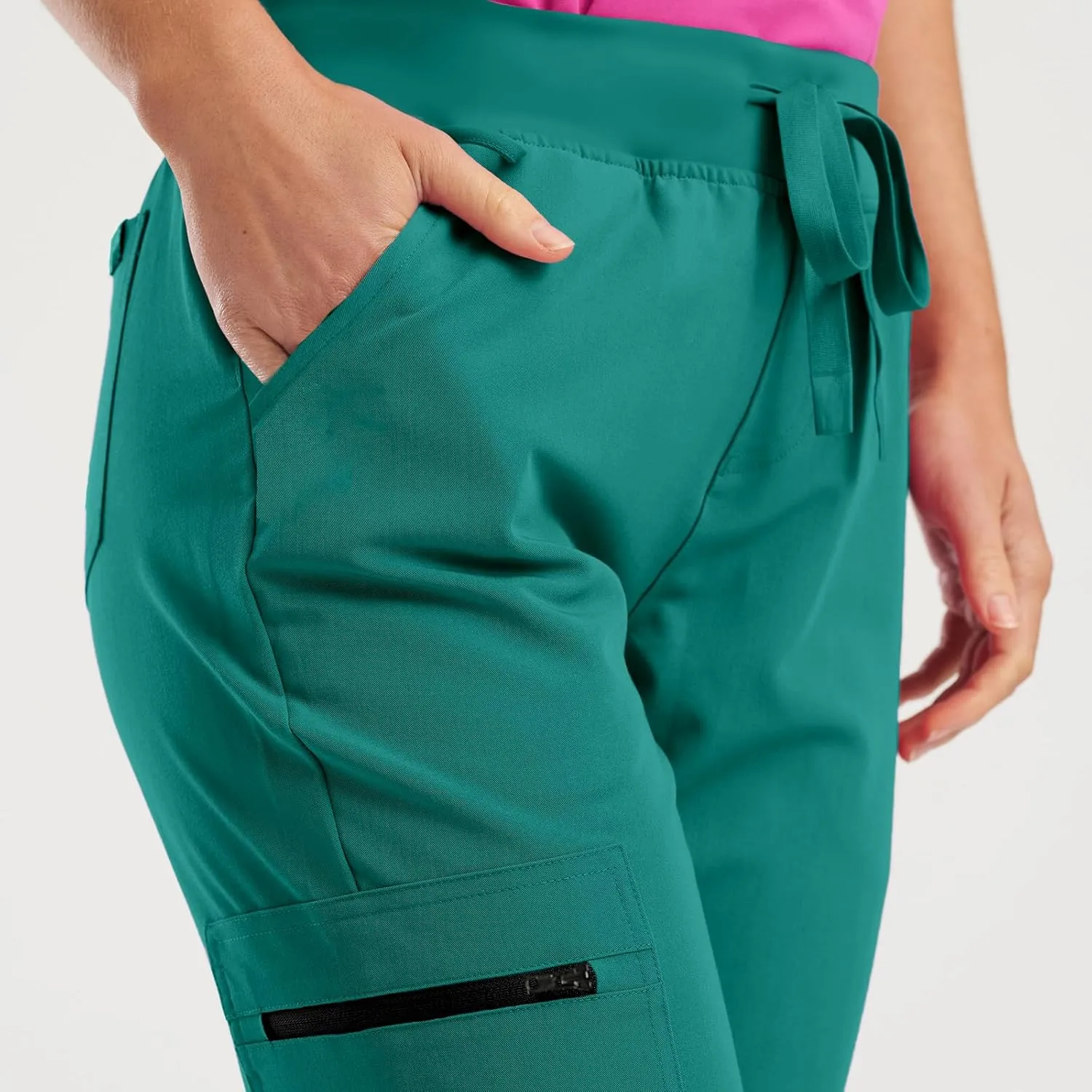 Womens Jogger Scrub Pants High Waisted Drawstring Joggers with Pockets Casual Stretch Cargo Lounge Pants