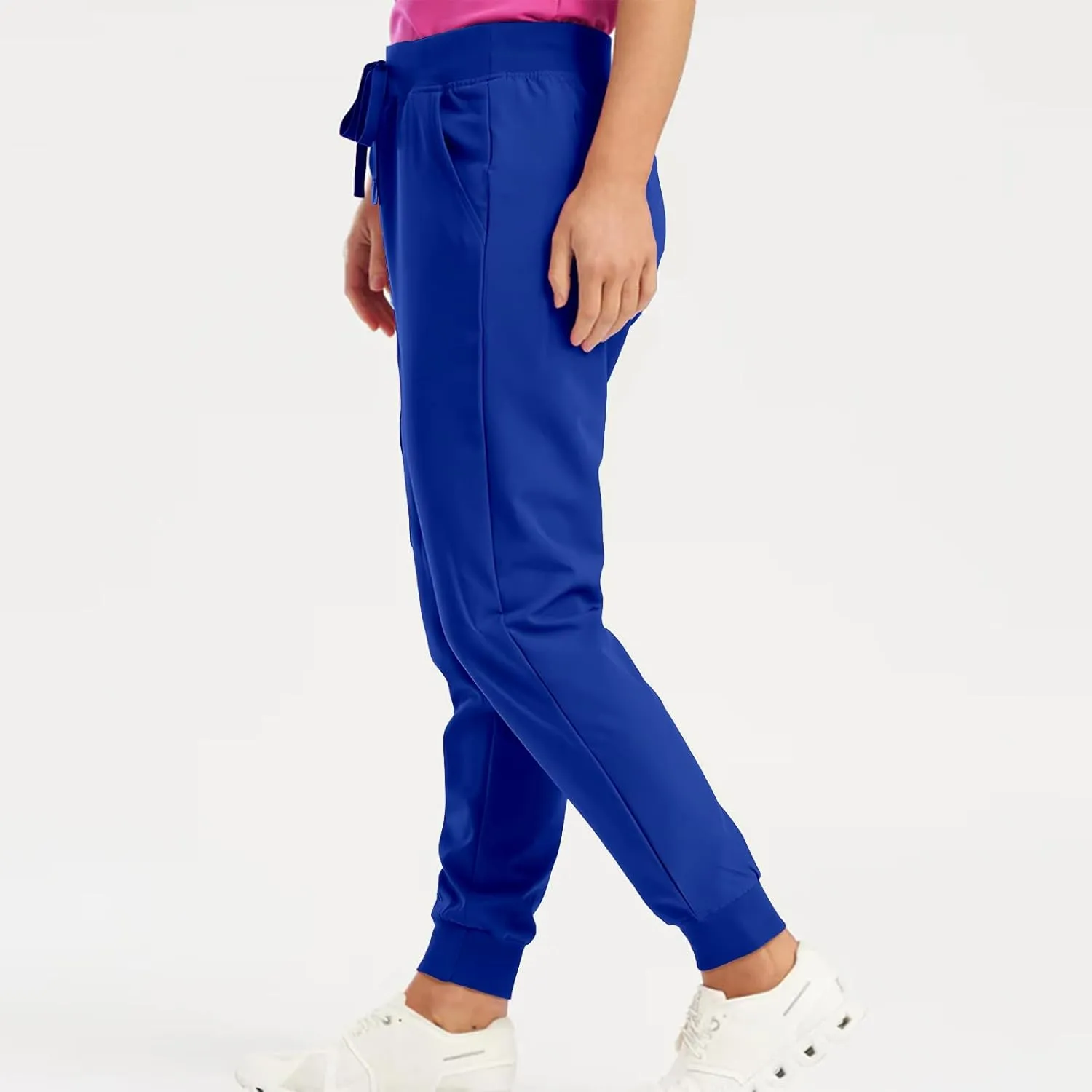 Womens Jogger Scrub Pants High Waisted Drawstring Joggers with Pockets Casual Stretch Cargo Lounge Pants