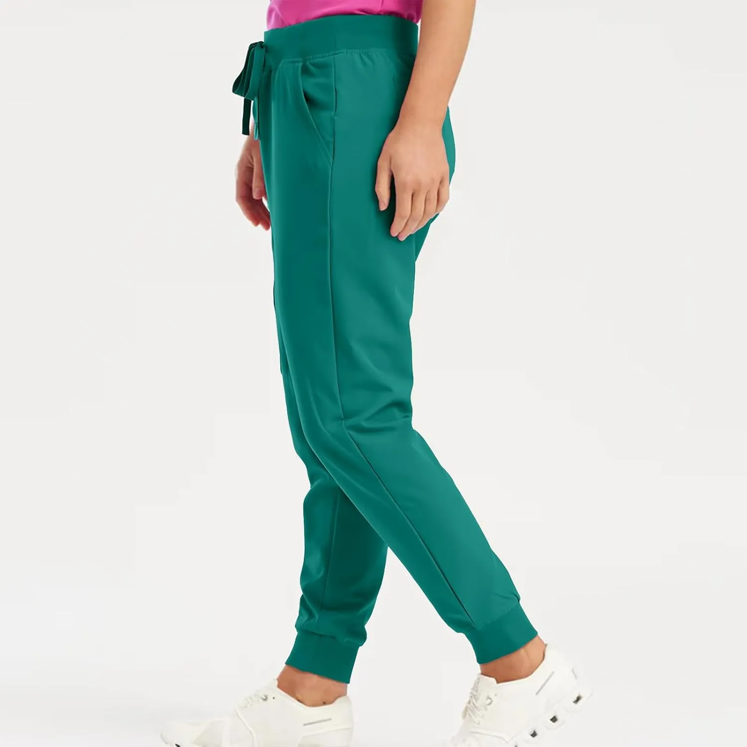 Womens Jogger Scrub Pants High Waisted Drawstring Joggers with Pockets Casual Stretch Cargo Lounge Pants