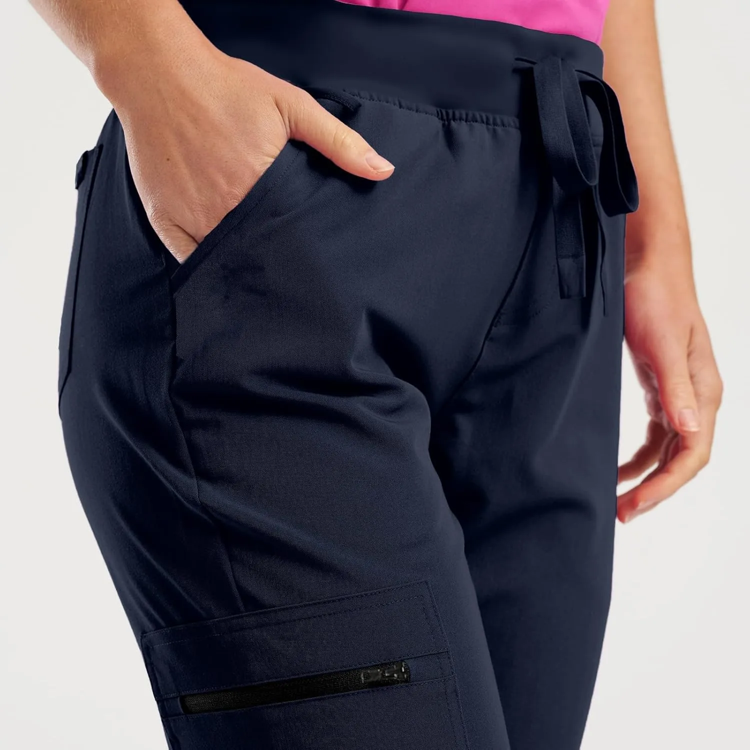 Womens Jogger Scrub Pants High Waisted Drawstring Joggers with Pockets Casual Stretch Cargo Lounge Pants