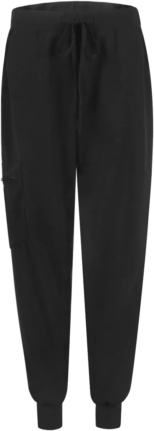 Womens Jogger Scrub Pants High Waisted Drawstring Joggers with Pockets Casual Stretch Cargo Lounge Pants