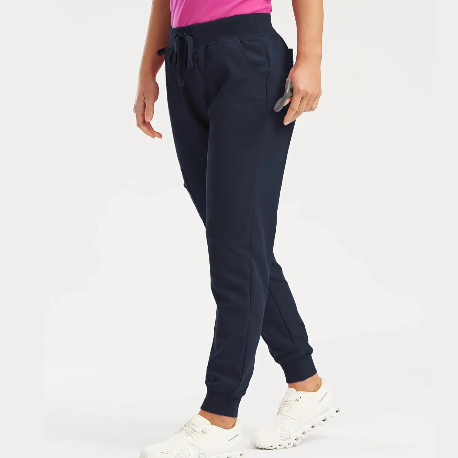 Womens Jogger Scrub Pants High Waisted Drawstring Joggers with Pockets Casual Stretch Cargo Lounge Pants