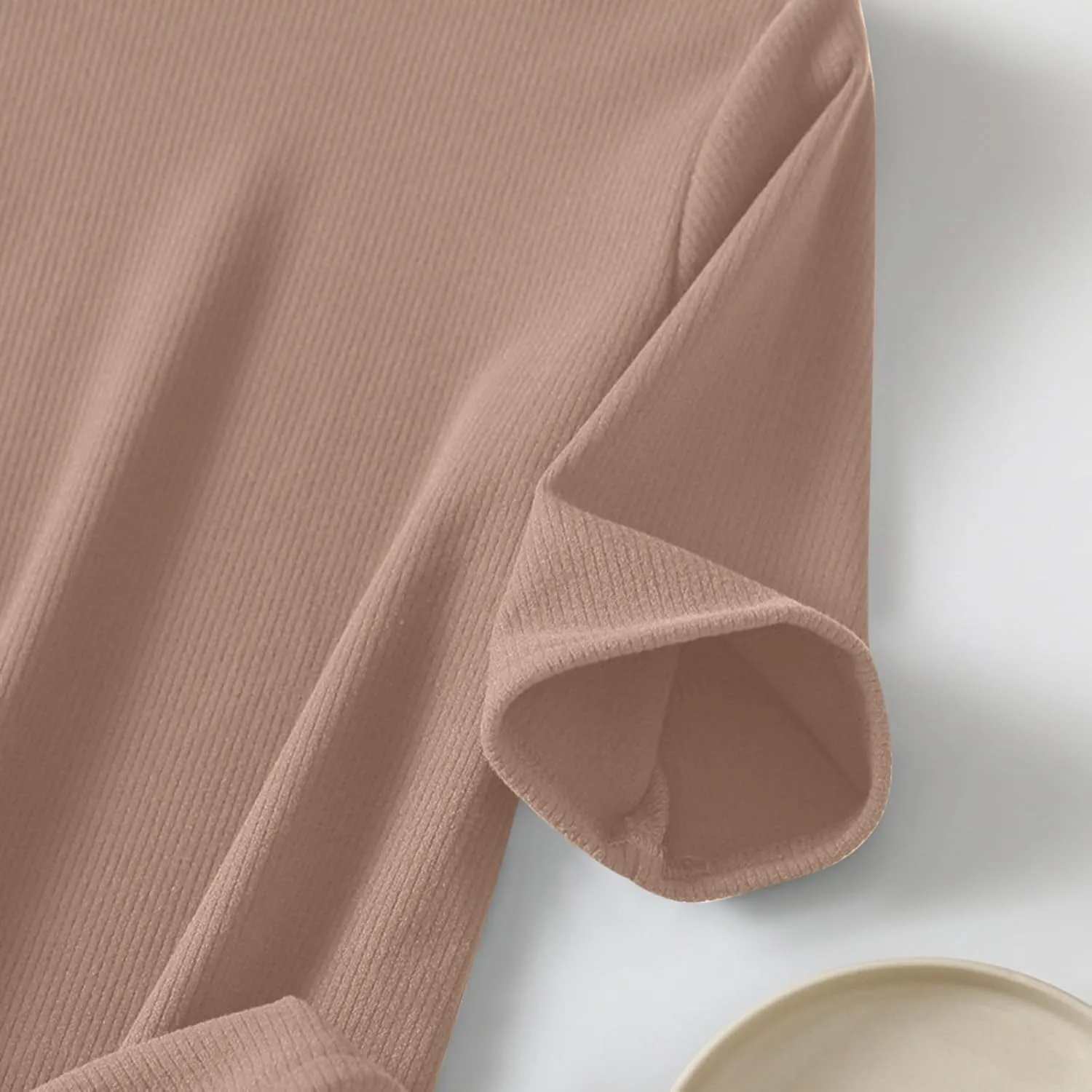 Women's Knitted T-Shirt 2025 Summer Vacation Tops Short Sleeve Crewneck Basic Blouses Trendy Solid Color Tees