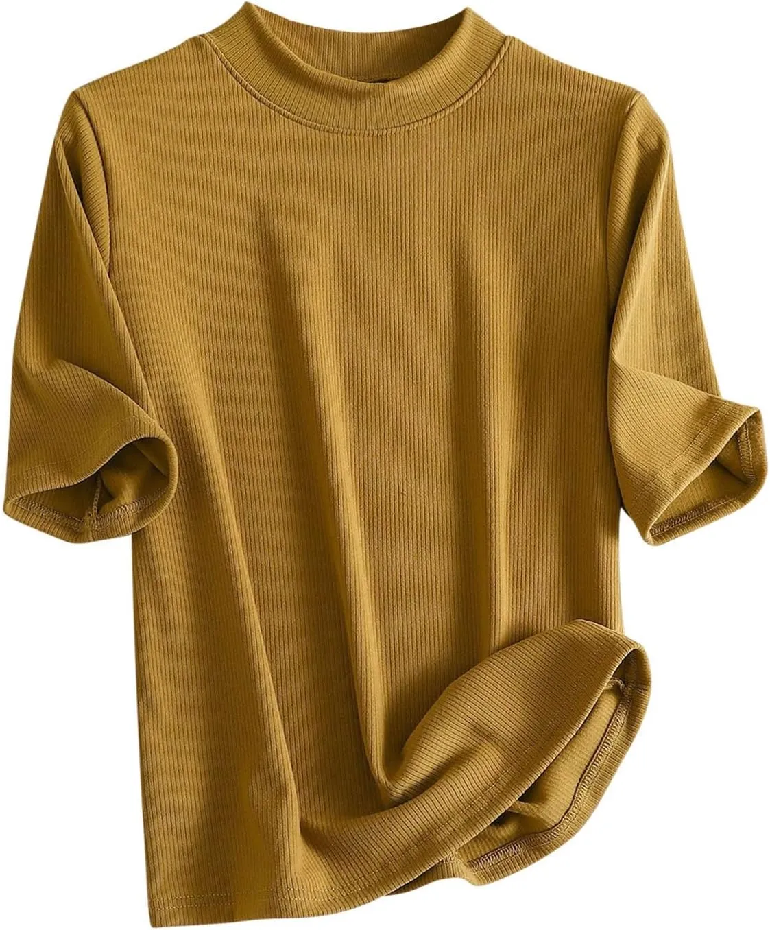 Women's Knitted T-Shirt 2025 Summer Vacation Tops Short Sleeve Crewneck Basic Blouses Trendy Solid Color Tees