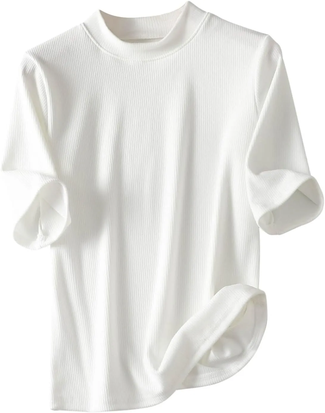 Women's Knitted T-Shirt 2025 Summer Vacation Tops Short Sleeve Crewneck Basic Blouses Trendy Solid Color Tees