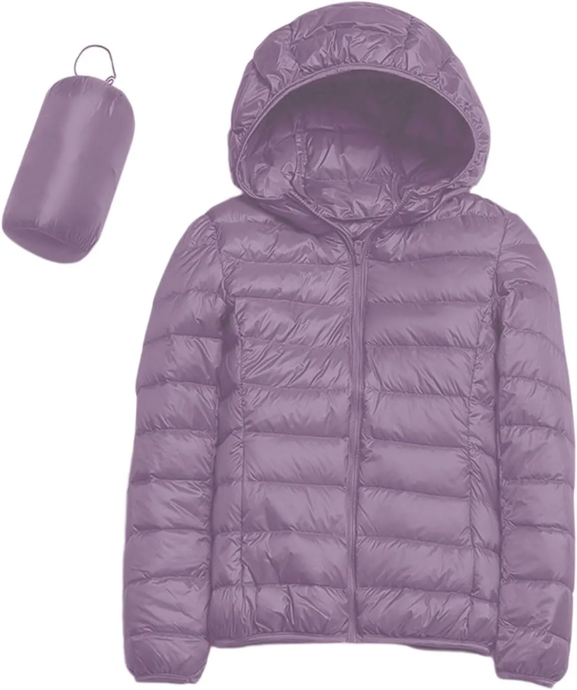 Women's Lightweight Hooded Down Jacket Packable Puffer Coats Puffer Jacket Hooded Windproof Winter Coat