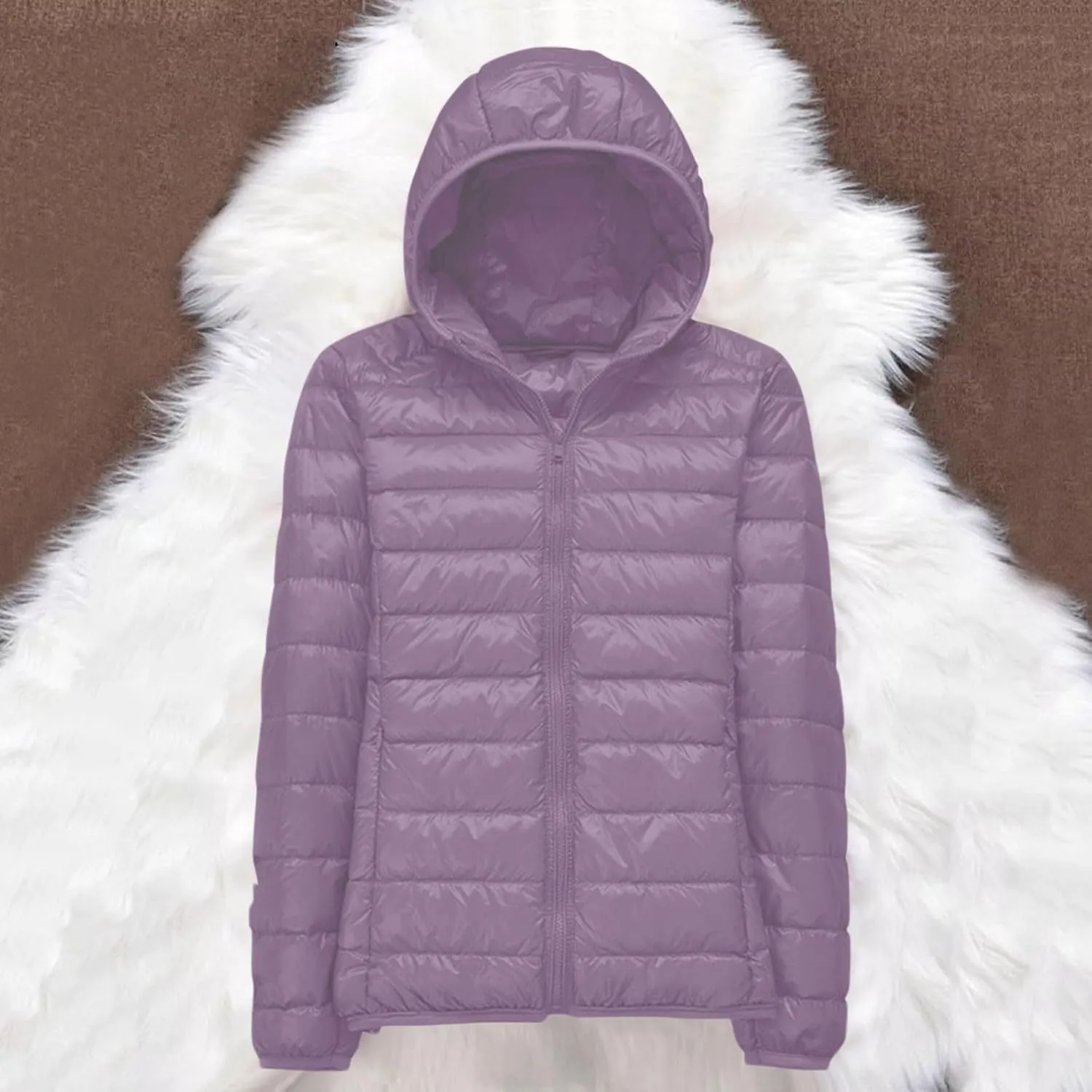 Women's Lightweight Hooded Down Jacket Packable Puffer Coats Puffer Jacket Hooded Windproof Winter Coat