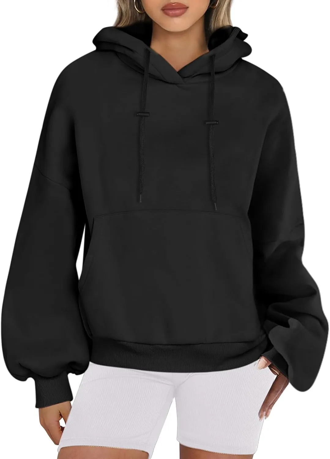 Womens Oversized Hoodies Fall Basic Casual Fleece Sweatshirts 2024 Preppy Drawstring Pullover with Kangaroo Pocket