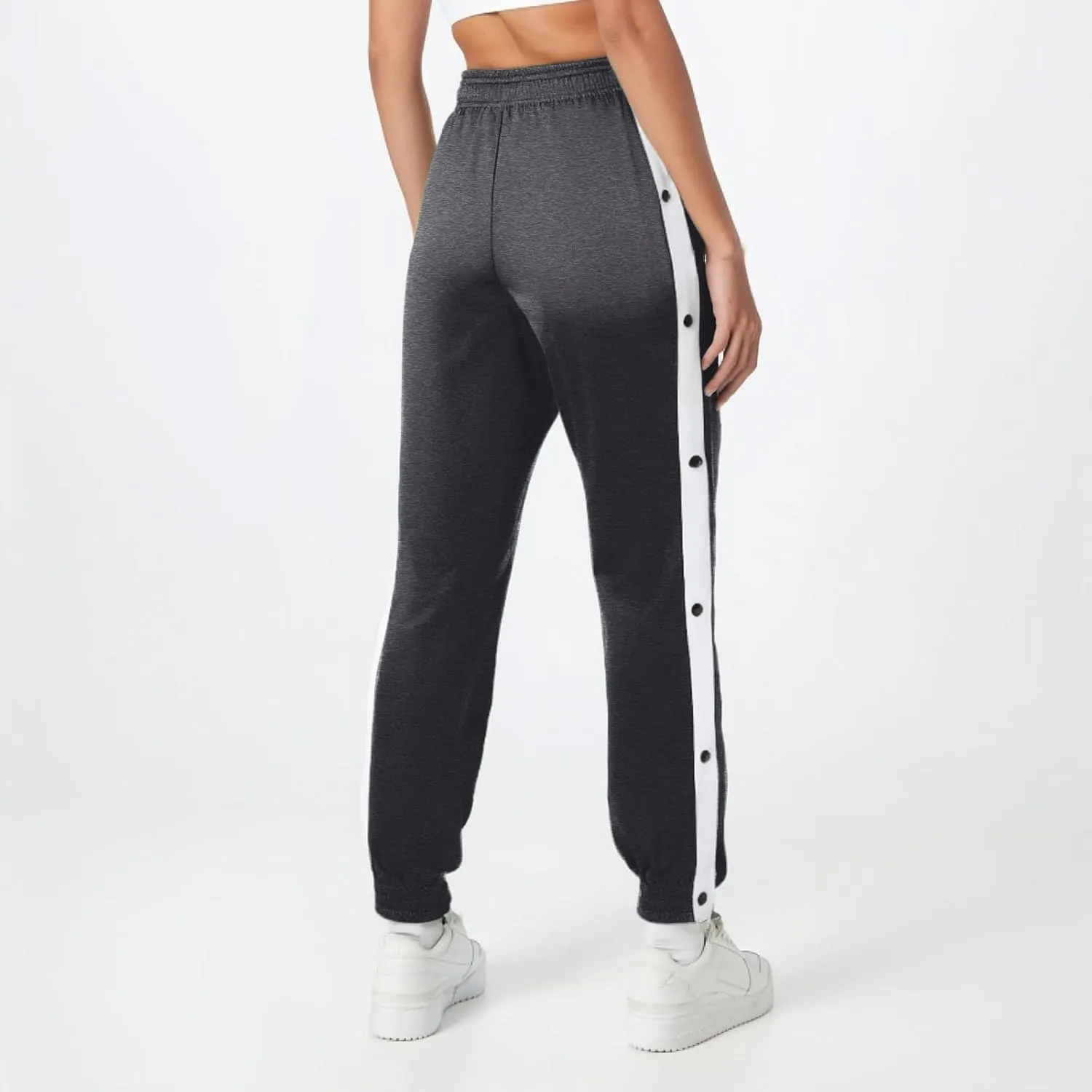 Women's Pants Side Split Snap Button Joggers Tear-Away Warm Up Sweatpants Elastic Cinch Bottom Active Workout Trousers