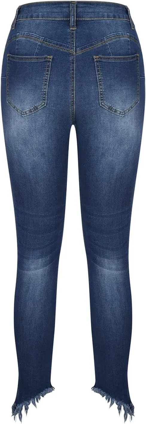 Women's Raw Hem Capri Jeans Ripped Jeans Tapered Jeans Curvy Slim Fit Butt Lifting Denim Skinny Jeans Petite Jeans