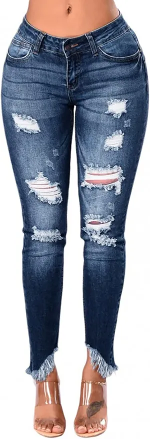 Women's Raw Hem Capri Jeans Ripped Jeans Tapered Jeans Curvy Slim Fit Butt Lifting Denim Skinny Jeans Petite Jeans