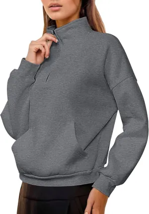 Womens Shirt Womens Sweatshirts Half Zip Cropped Pullover Fleece Quarter Zipper Hoodies Fall outfits Clothes