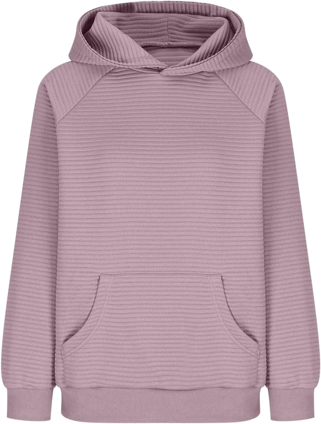 Womens Striped Texture Hoodies Fall Raglan Long Sleeve Dressy Sweatshirts Casual Loose Pullover with Kangaroo Pocket
