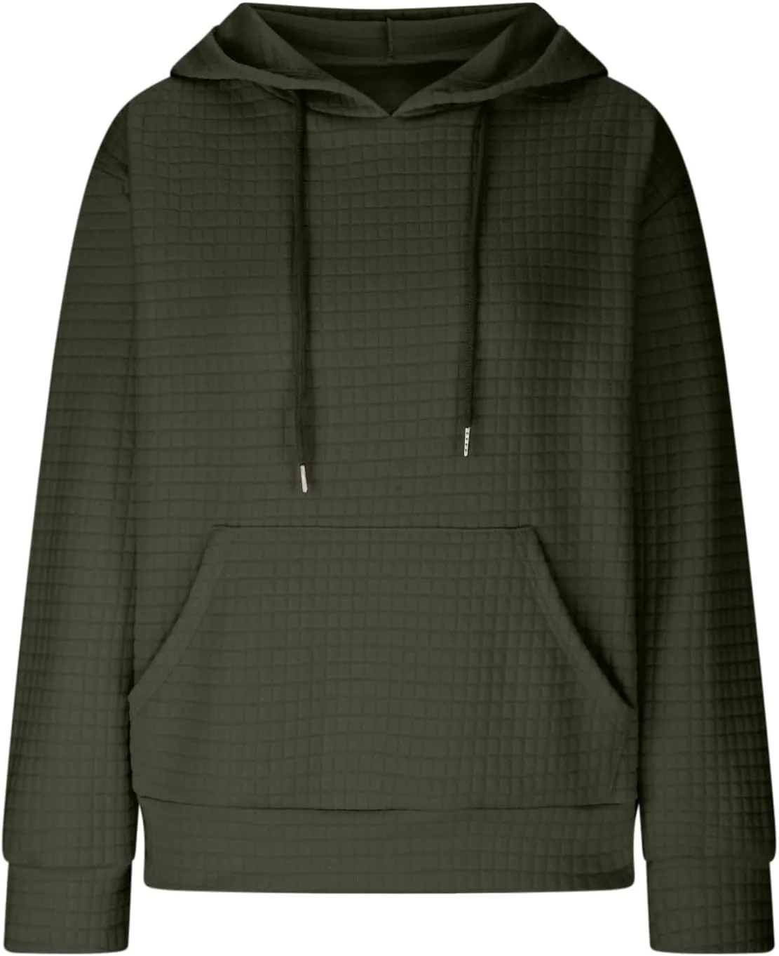 Women's Sweatshirt Casual Waffle Hoodies Drawstring Hooded Tops with Pockets Comfort Long Sleeve Pullover Hoodies