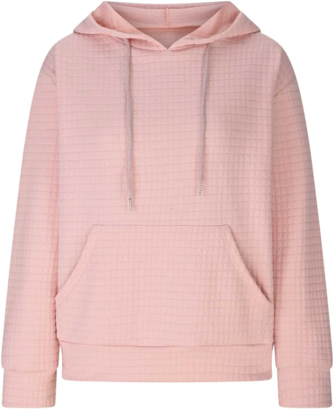 Women's Sweatshirt Casual Waffle Hoodies Drawstring Hooded Tops with Pockets Comfort Long Sleeve Pullover Hoodies