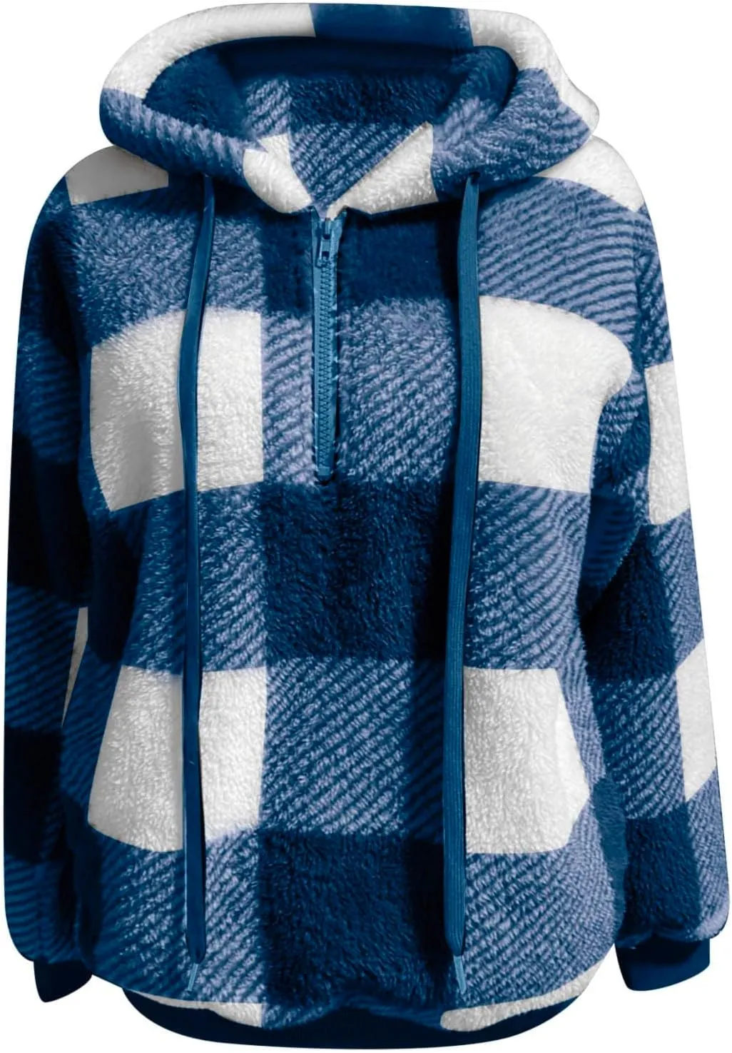 Women's Sweatshirt Cropped Hoodie Women's Casual Oversized Sweatshirt Puffy Plush Fleece Sweatshirt with Pockets