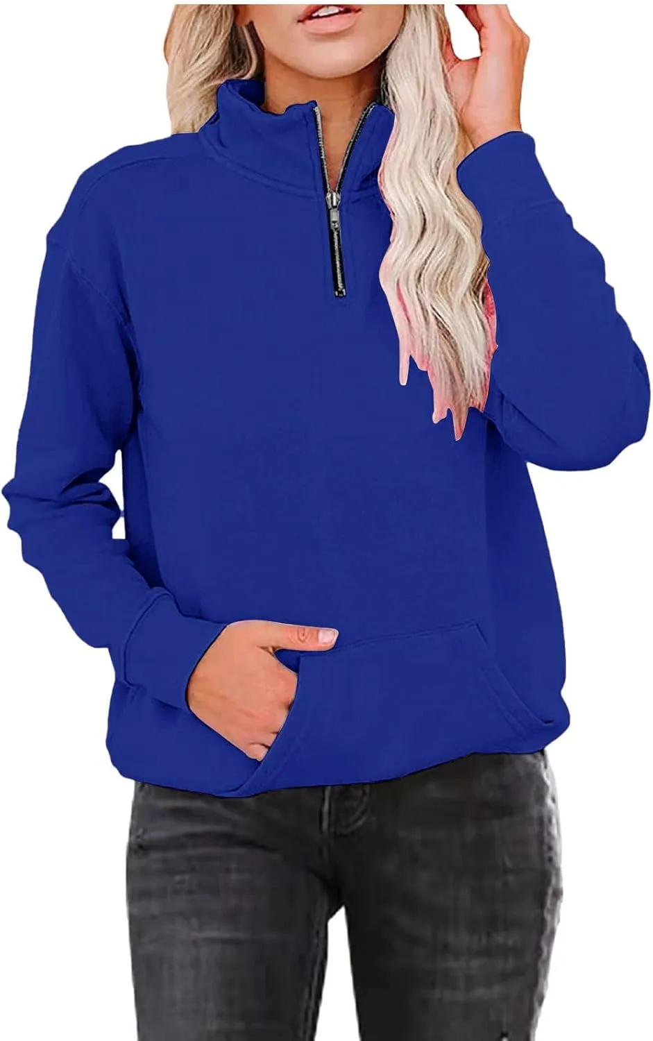 Womens Sweatshirts Cropped Pullover Fleece Quarter Zipper Hoodies Fall outfits Half Zip Clothes