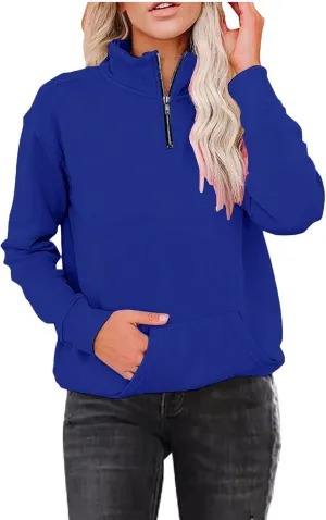 Womens Sweatshirts Cropped Pullover Fleece Quarter Zipper Hoodies Fall outfits Half Zip Clothes