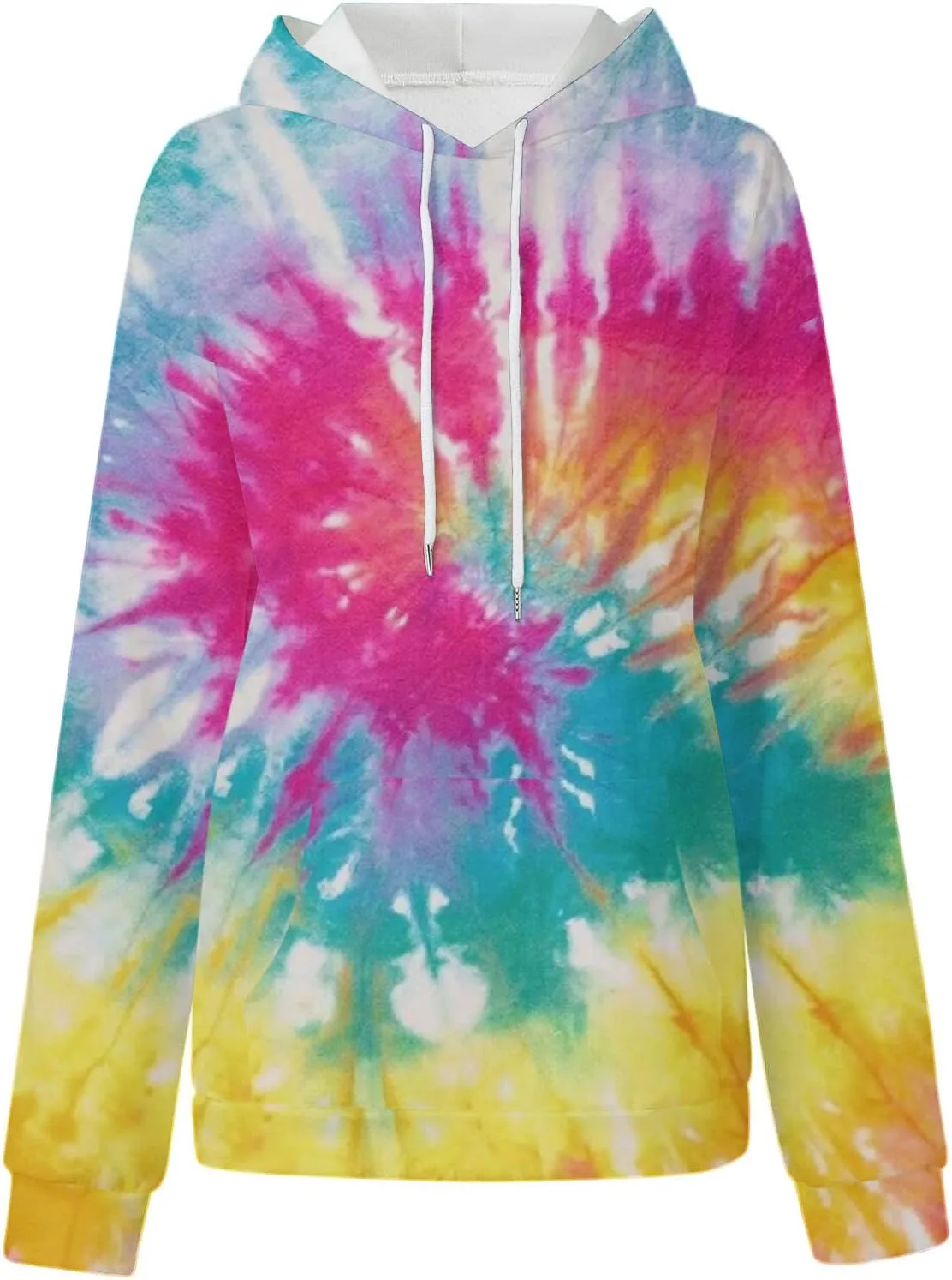 Womens Tie Dye Hoodies Oversized Fall Long Sleeve Hooded Sweatshirt Drawstring Pullover Tops with Pockets