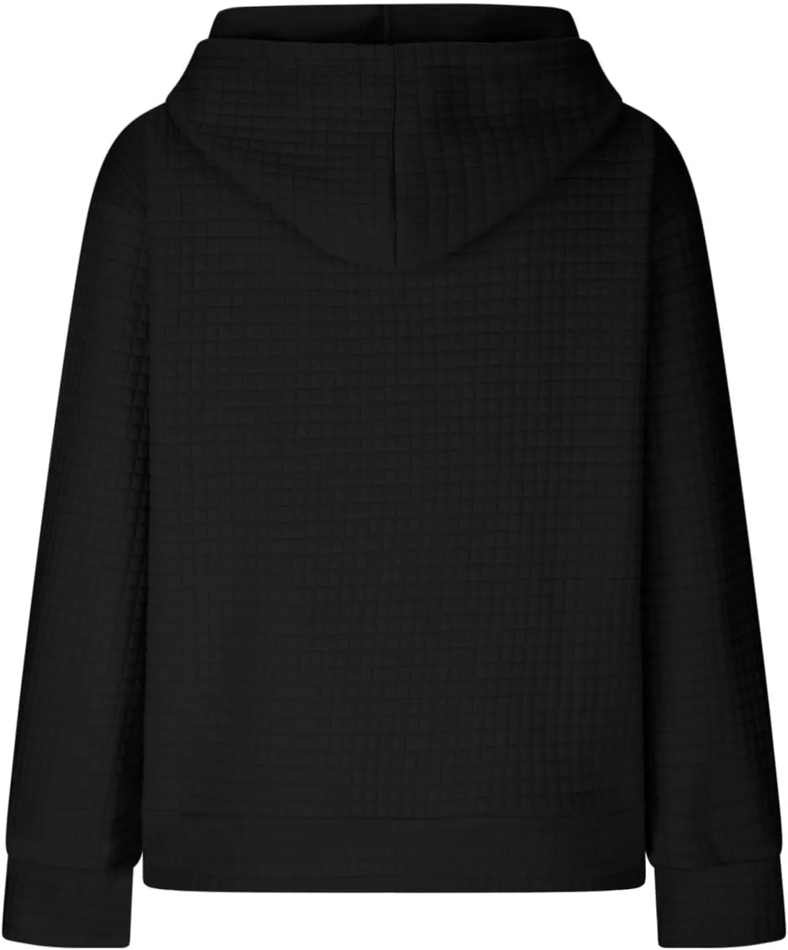 Womens Waffle Hoodies Casual Long Sleeve Hooded Drawstring Sweatshirt Solid Color Pullover Tops with Pocket