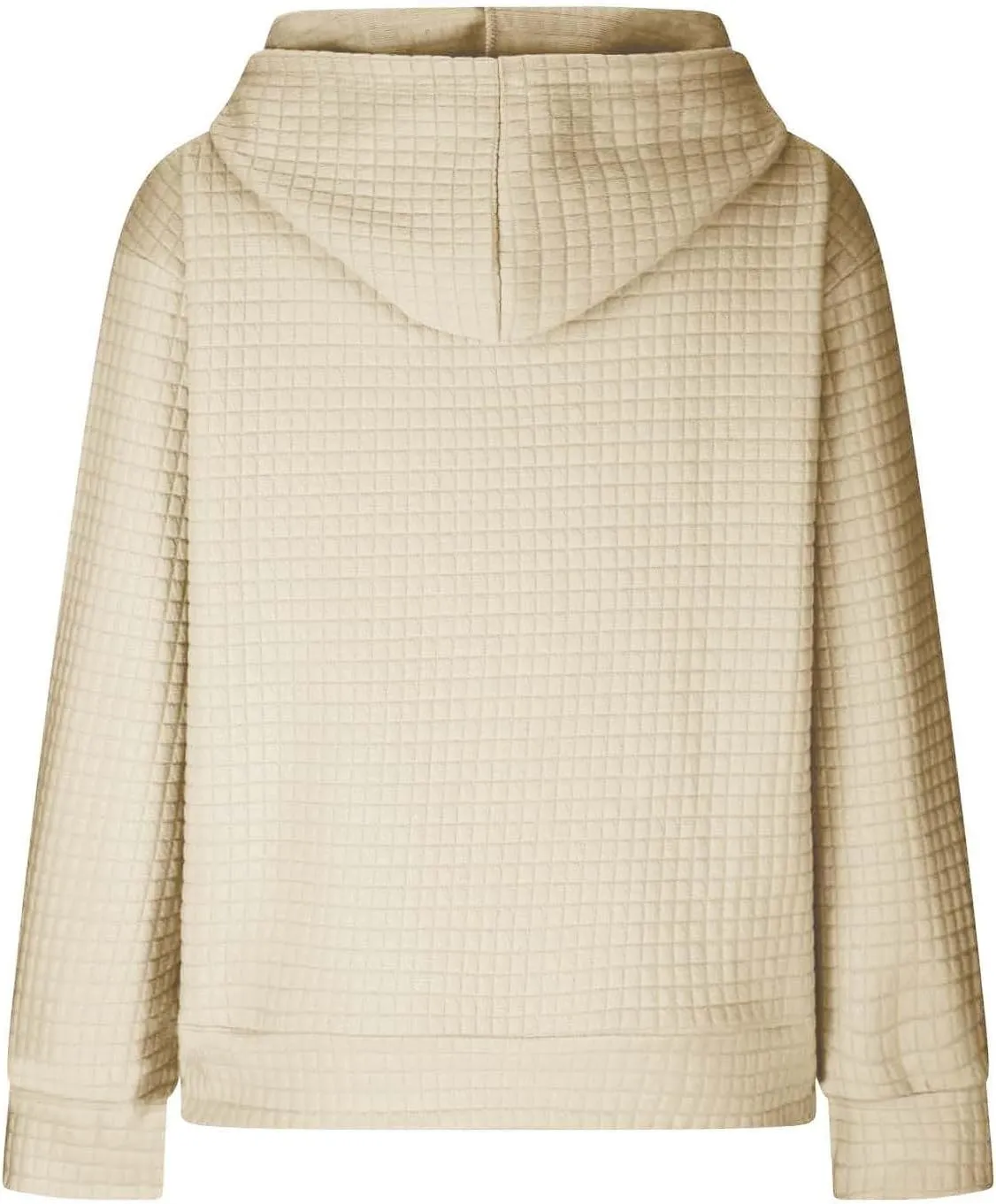 Womens Waffle Hoodies Casual Long Sleeve Hooded Drawstring Sweatshirt Solid Color Pullover Tops with Pocket