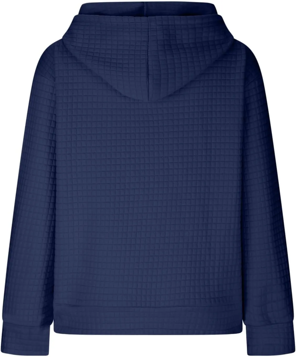 Womens Waffle Hoodies Casual Long Sleeve Hooded Drawstring Sweatshirt Solid Color Pullover Tops with Pocket