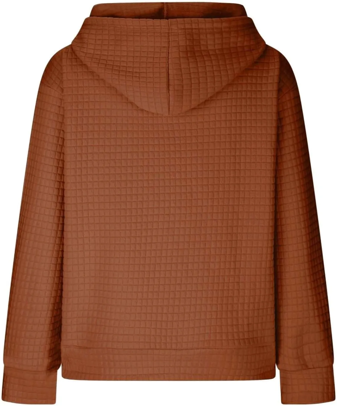 Womens Waffle Hoodies Casual Long Sleeve Hooded Drawstring Sweatshirt Solid Color Pullover Tops with Pocket