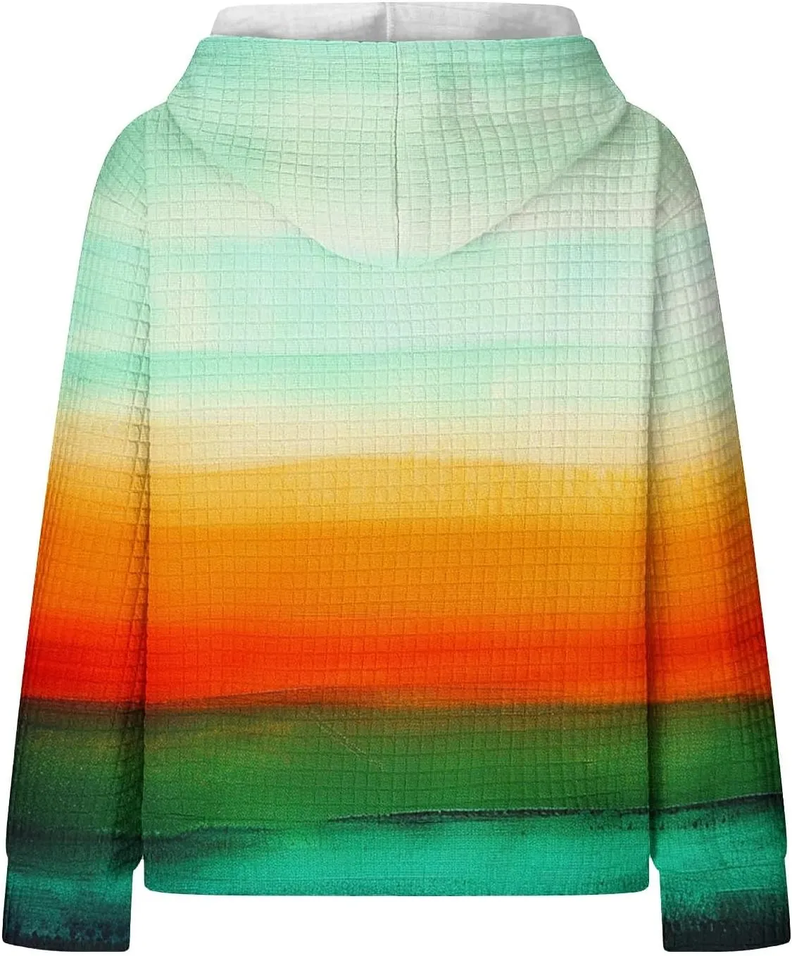 Womens Waffle Hoodies Casual Pullover Drawstring Long Sleeve Oversized Sweatshirts Spring Printed Tunic With Pockets