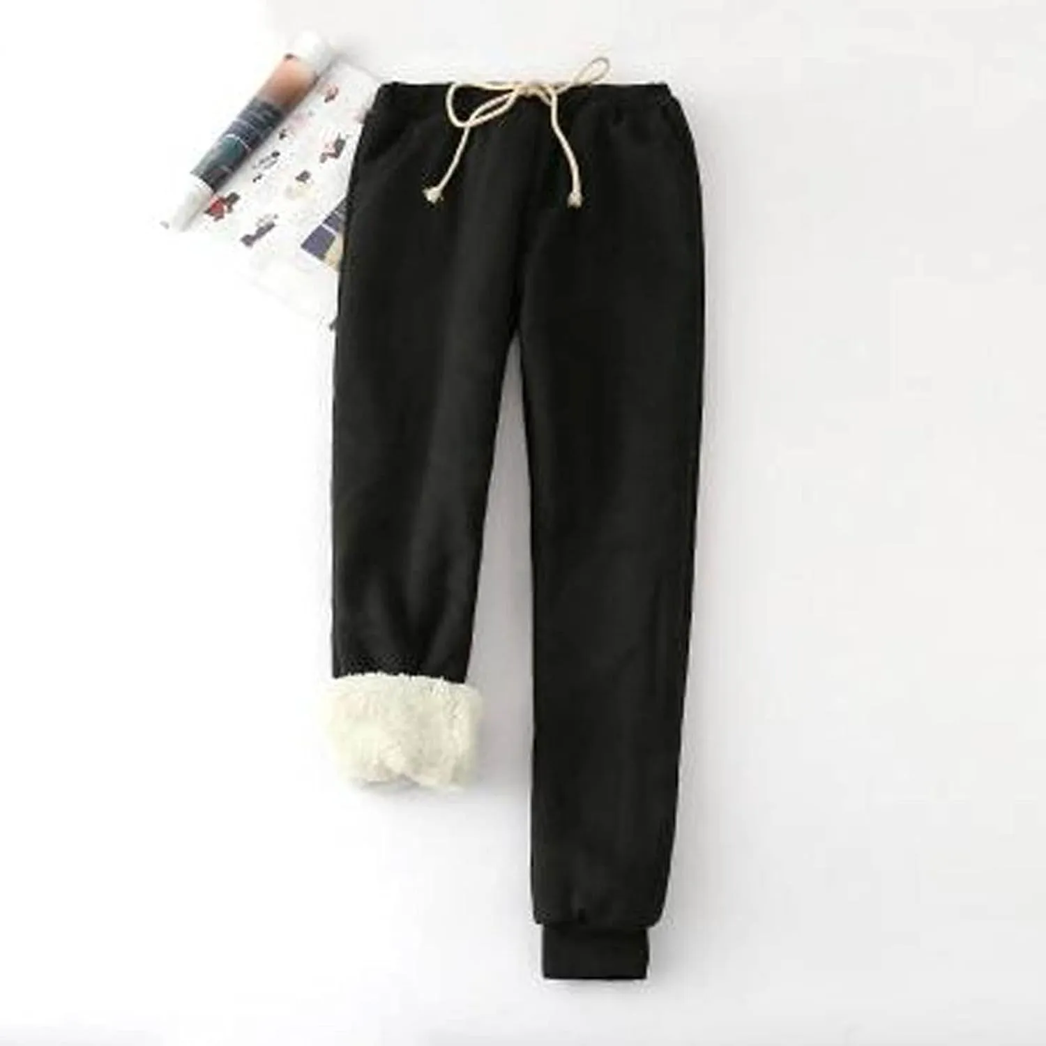 Women's Warm Sherpa Lined Pants Fleece Jogger Pants Thick Sweatpants Drawstring Trousers Athletic Joggers Winter Pants