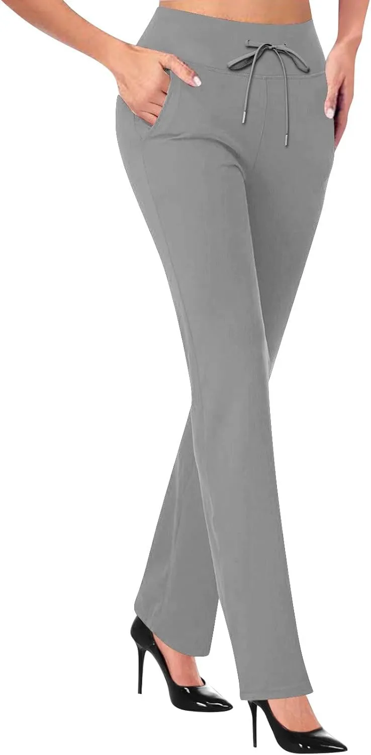 Women's Work Pants Slim Straight Leg Trousers High Waisted Drawstring Loose Lounge Pants Butt Lifting Pant for Women