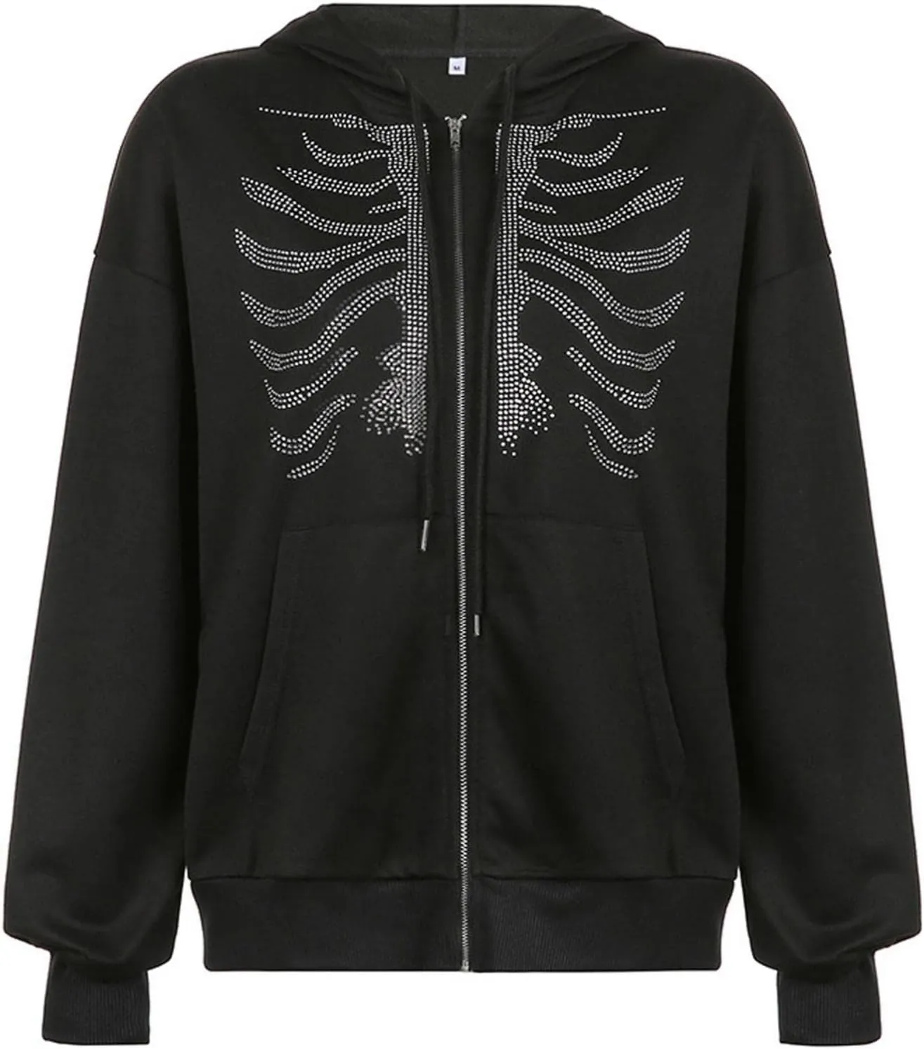 Y2K Hoodies for Women Full Zip Up Print Graphic Oversized Pockets Hooded Jacket 90s Long Sleeve Sweatshirt Coat Streetwear