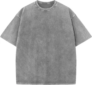 YKR Men Oversized T Shirts Vintage Cotton Tee Loose Fit Short Sleeve Casual Washed Tee Unisex Streetwear Baggy Graphic Tops