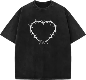YKR Men Oversized T Shirts Vintage Cotton Tee Loose Fit Short Sleeve Casual Washed Tee Unisex Streetwear Baggy Graphic Tops