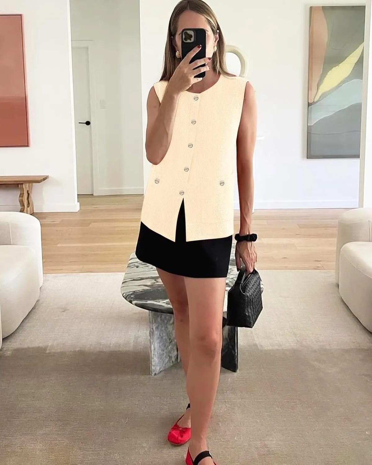 Yousify Womens Sweater Vest Sleeveless Button Down Round Neck Knitted Tank Tops Casual Cardigan for Women
