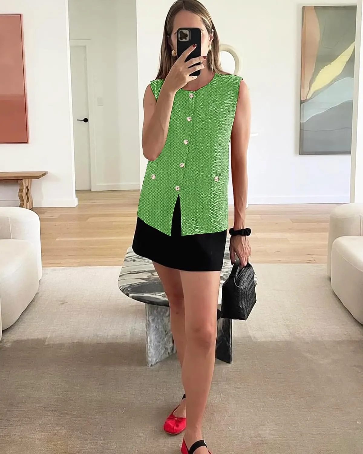 Yousify Womens Sweater Vest Sleeveless Button Down Round Neck Knitted Tank Tops Casual Cardigan for Women