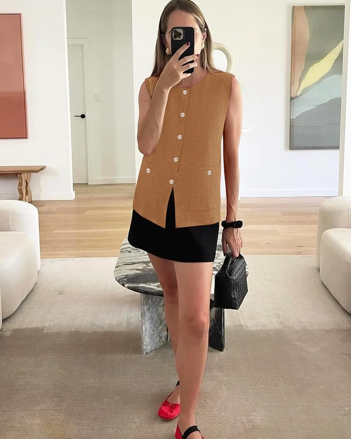 Yousify Womens Sweater Vest Sleeveless Button Down Round Neck Knitted Tank Tops Casual Cardigan for Women
