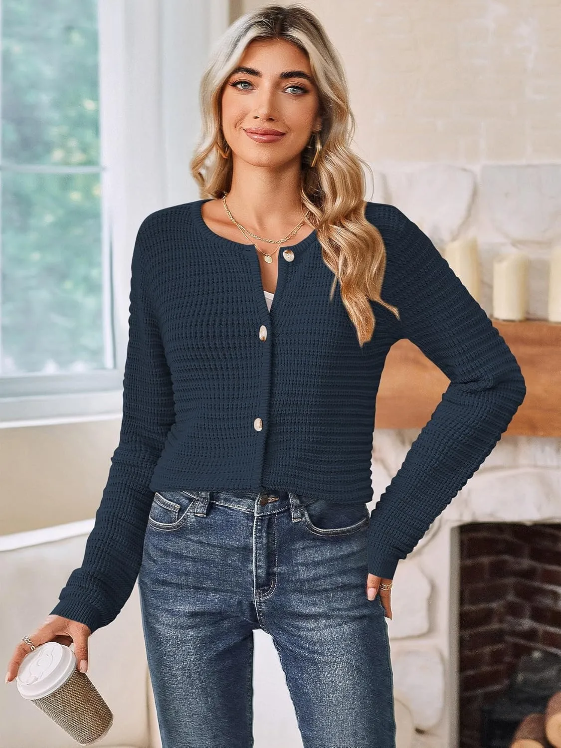 ZAFUL Womens 2024 Fall Lightweight Short Cardigans Winter Open Front Cardigan Sweaters Knit Jacket