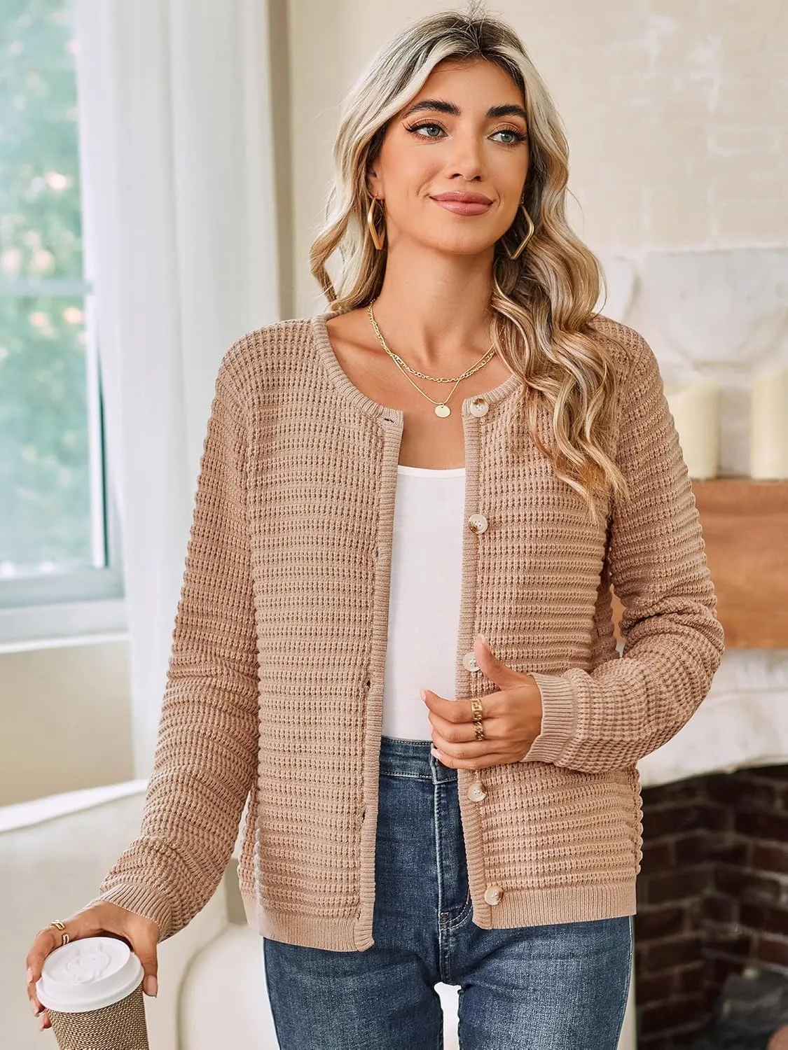 ZAFUL Womens 2024 Fall Lightweight Short Cardigans Winter Open Front Cardigan Sweaters Knit Jacket