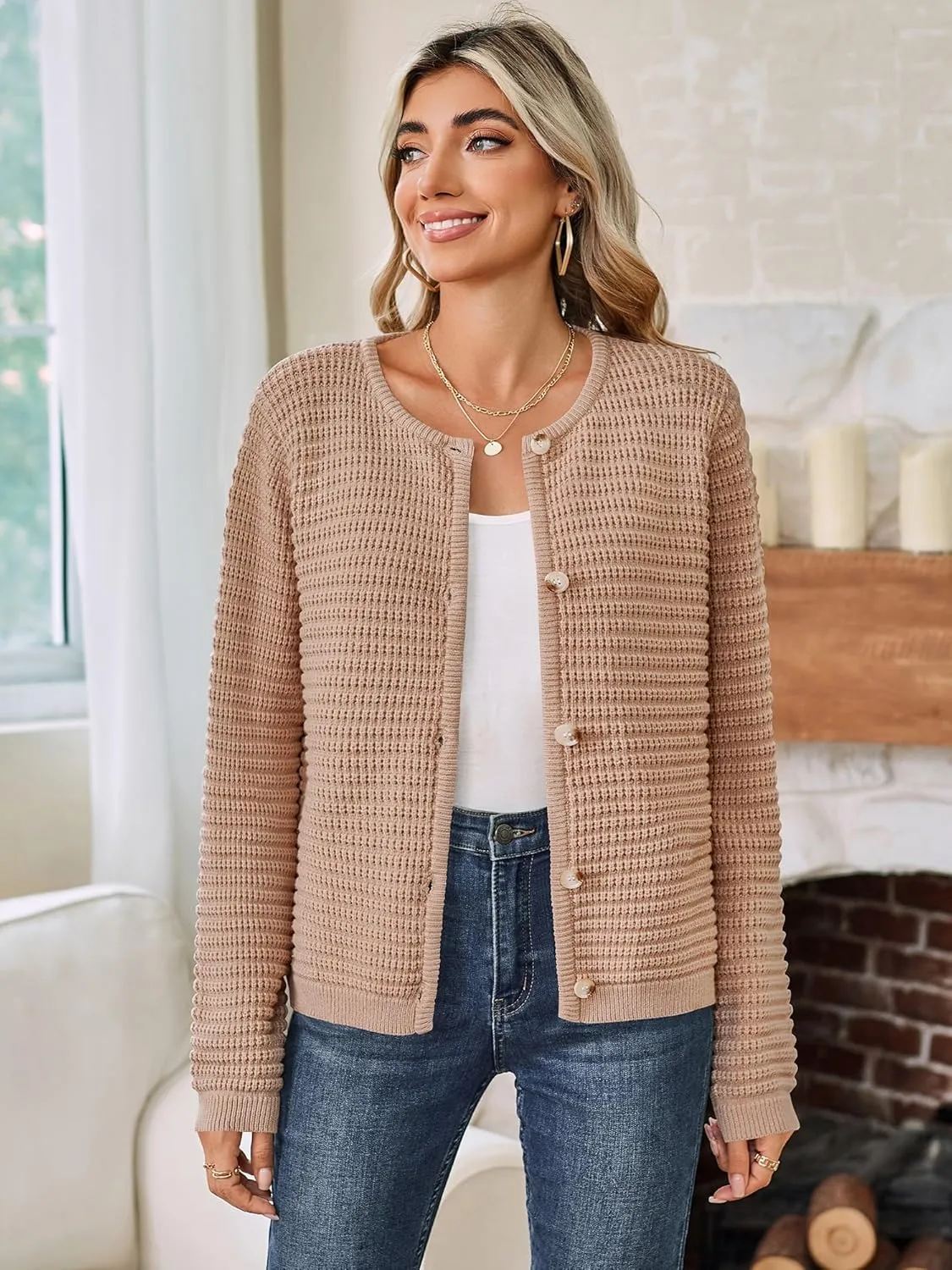 ZAFUL Womens 2024 Fall Lightweight Short Cardigans Winter Open Front Cardigan Sweaters Knit Jacket